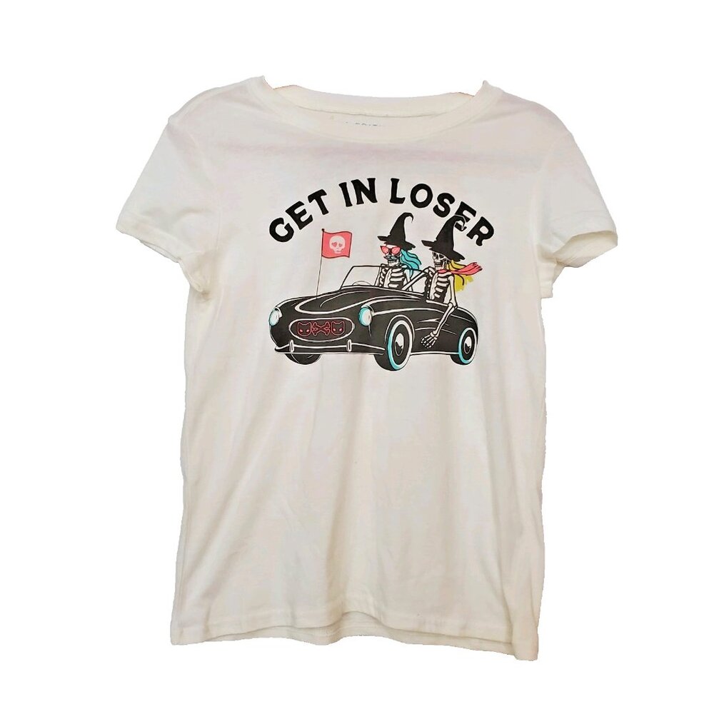 Cactus & Pearl Women's Halloween Skeleton Get In Loser Graphic Tee Size XXS (00) - Picture 6 of 6